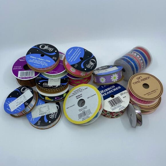 Ribbon lot gift wrap crafting scrapbooking assorted colors and patterns - Picture 1 of 13
